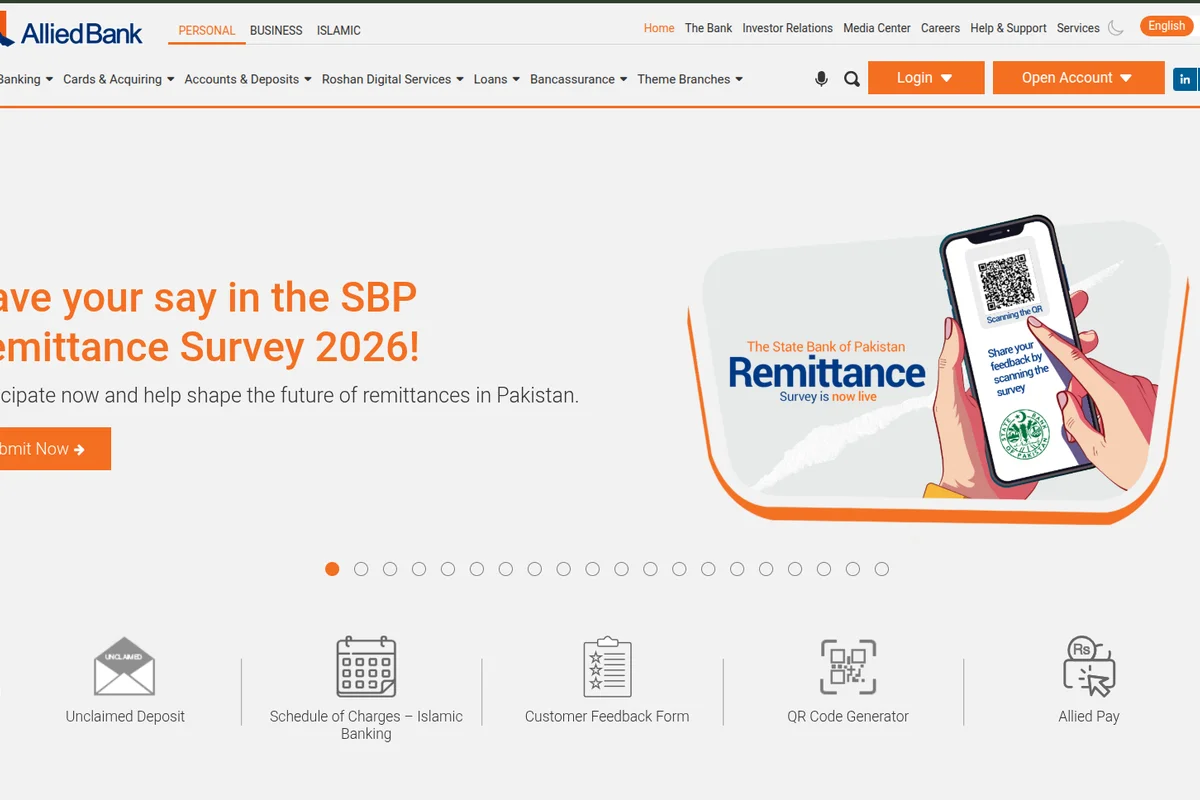 Allied Bank website screenshot