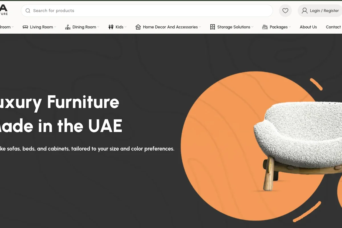 Aura Furniture website screenshot