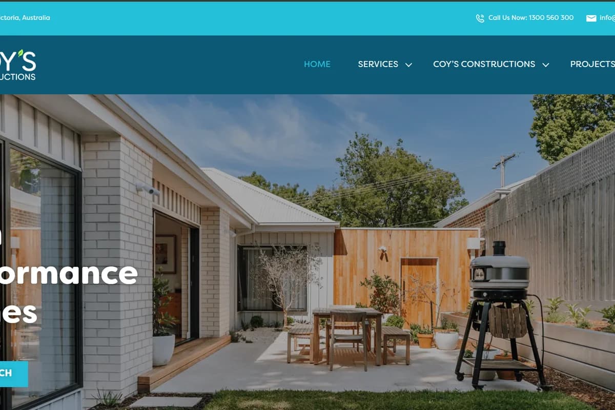 Coys Constructions website screenshot