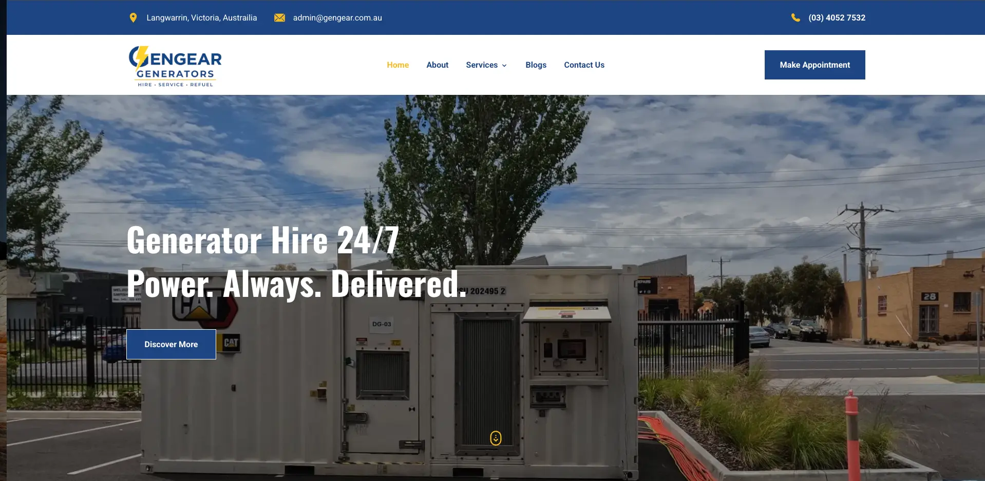 Gengear Generators website screenshot