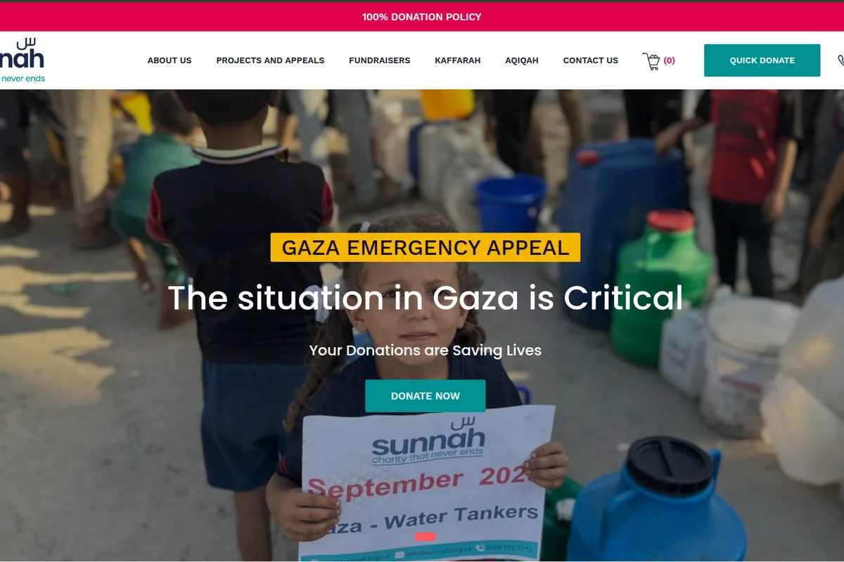 Sunnah Charity website screenshot